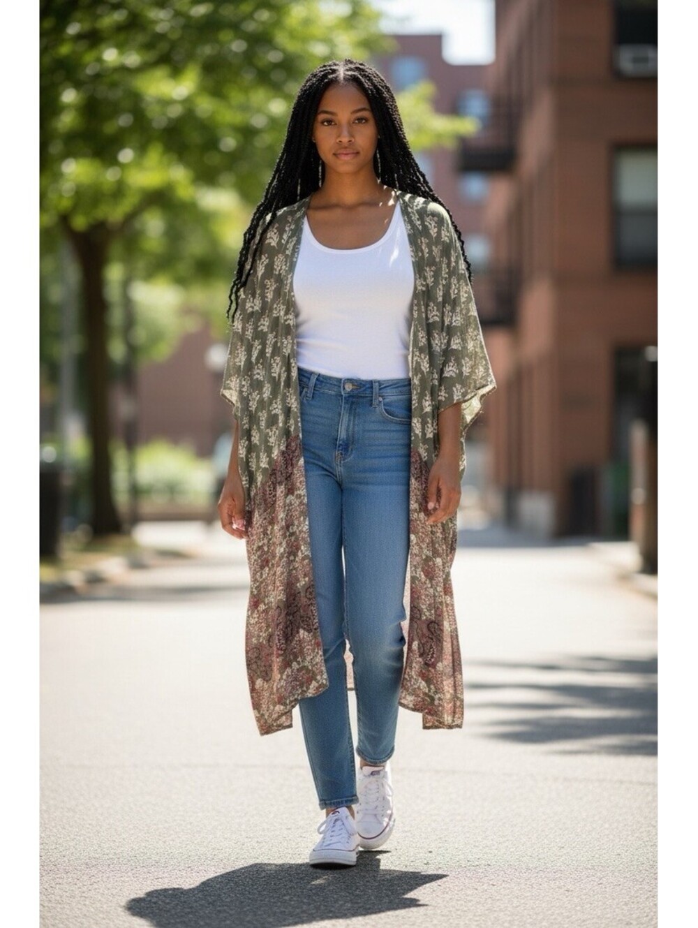Angie Green Long Boho Duster Sz.M